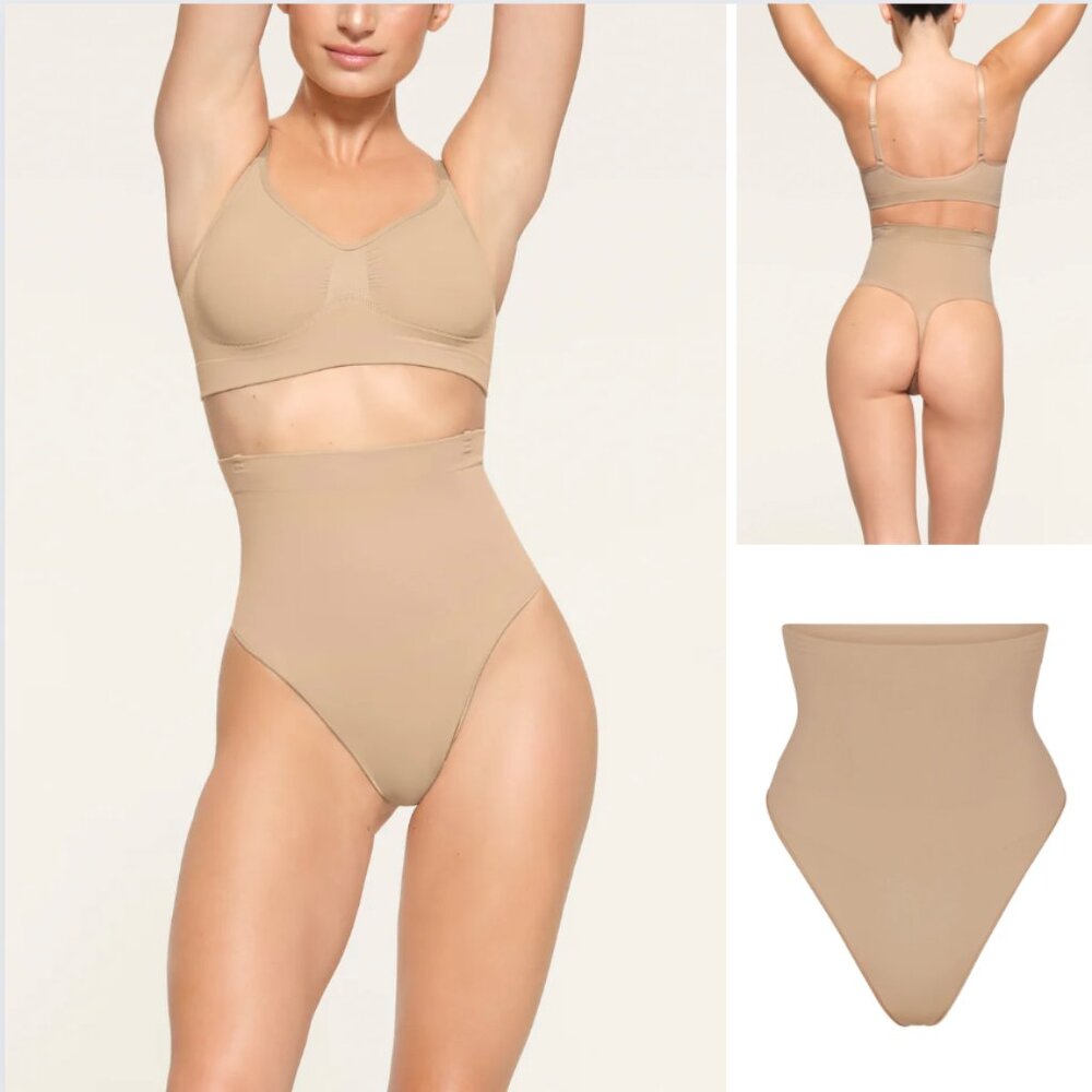 Seamless High-Waist Thong Shaper - Nude